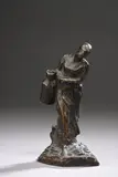 Porteuse de lait Modèle créé en 1895, édition Susse à partir de 1902 by Jules Dalou, Bronze à patine brun clair, sold May 2024