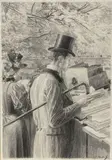 Les bouquinistes by Oswald Heidbrink, Crayon et estompe signé en bas à droite, sold May 2024