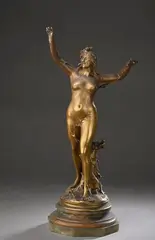 La Sève by Raoul Larche, Épreuve en bronze à patine mordorée, fonte d'édition ancienne de Siot Decauville Paris, sold May 2024