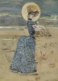 Jeune femme à l'éventail et lapins by Henry Somm, Aquarelle signée en bas à droite, sold May 2024