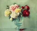 Bouquet de roses by Isidore Rosenstock, Aquarelle signée en bas à droite, sold May 2024
