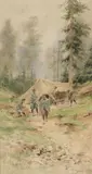 Le camp militaire by Pierre Comba, Aquarelle signée en bas à gauche, sold May 2024