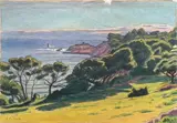 Vue de la Pointe de la Cride à Sanary-sur-Mer by Charles Guilloux, Pastel signé en bas à gauche, sold May 2024