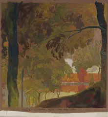 Paysage d'automne, circa 1900-1905 by Georges de Feure, Gouache signée et datée en bas au milieu, sold May 2024