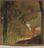 Paysage d'automne, circa 1900-1905 by Georges de Feure, Gouache signée et datée en bas au milieu, sold May 2024