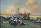 Fête bretonne by Mathurin Janssaud, Pastel signé en bas à gauche, sold May 2024