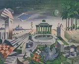 Sans titre [Paysage surréaliste] by Georges Spiro, Lithographie en noir, entièrement rehaussé aux crayons de couleur, sold Sep 2024