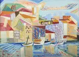 Vue d'un village de méditerranée by Béatrice Appia Dabit, Gouache signée en bas à gauche A vue:, sold Sep 2024