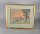 Berger et son troupeau by Max Lerrant, Pastel, sold Sep 2024