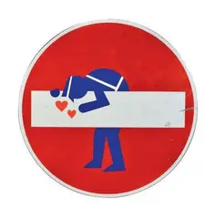 Policier in love by Clet Abraham, 2013, Collage sur panneau signalétique « sens interdit », sold Jun 2014