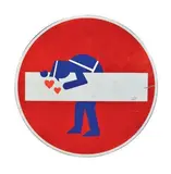 Policier in love by Clet Abraham, 2013, Collage sur panneau signalétique « sens interdit », sold Jun 2014