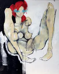 Untitled (Female Nude) by Anthony Lister, 2008, Technique mixte sur toile Mixed media on canvas, sold Jun 2014