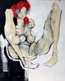 Untitled (Female Nude) by Anthony Lister, 2008, Technique mixte sur toile Mixed media on canvas, sold Jun 2014