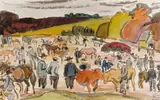 Le marché aux animaux by Jules-Émile Zingg, Aquarelle sur papier signée du cachet en abs à droite, sold Mar 2012