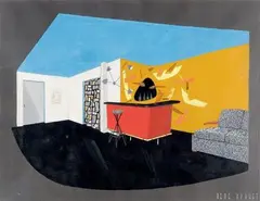 Intérieur au mobile by René Drouet, Gouache, sold Mar 2012