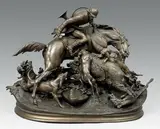 La charge du sanglier by Jules Moigniez, Bronze à patine médaille, sold Nov 2011