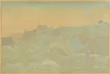 Le lever de la lune by Henri Rivière, 1898, Lithographie en couleurs de la série des Aspects de la nature, sold Jul 2023