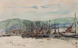 Voilier à Honfleur by Fernand Herbo, 1936, Fusain, aquarelle et gouache sur papier, sold Jun 2023