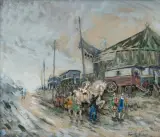 Le cirque ambulant by Frank-Will, Mine de plomb, aquarelle et gouache sur papier, sold Jun 2023