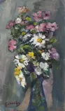 Bouquet de fleurs by Rafaelis Chwolesas, Gouache sur carton, sold Jun 2023