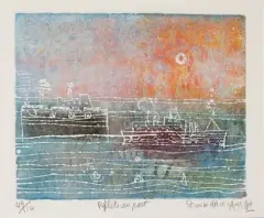 Reflets du port by Shōichi Hasegawa, Eau-forte et aquatinte en couleurs sur papier, sold May 2023