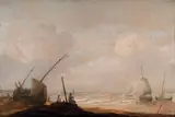 Bateaux rentrant de la pêche by Pieter I Mulier, Panneau de chêne, trois planches, non parqueté, sold Feb 2021