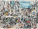 Les boulevards by Gen Paul, Gouache, sold Feb 2021