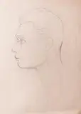 Autoportrait by Lucien Coutaud, Crayon sur feuille de papier de carnet à spirales Tampon Fond Coutaud au dos, sold Dec 2020