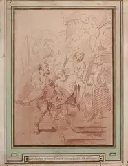 Un saint mis au tombeau by Charles André van Loo, Sanguine, sold Oct 2020