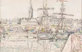 Saint-Malo, terreneuvas à quai, octobre 1927 by Paul Signac, Mine de plomb et aquarelle, sold Oct 2020