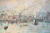 Cherbourg, 16 août 1932 by Paul Signac, Aquarelle sur traits de crayon, sold Oct 2020