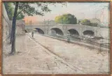 Le Pont-neuf le soir by Pierre Ernest Prins, 1893, Pastel sur papier, sold Oct 2023