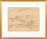 Paysage de Bretagne, circa 1890 by Paul Sérusier, Fusain et sanguine, sold Oct 2023