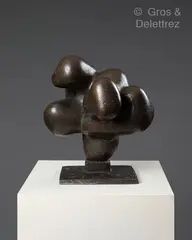 Large abstraction bulbeuse by Siegfried Jonas, Epreuve en bronze patiné brun signée et numérotée A/F, sold Oct 2023