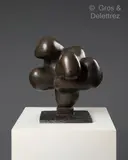 Large abstraction bulbeuse by Siegfried Jonas, Epreuve en bronze patiné brun signée et numérotée A/F, sold Oct 2023