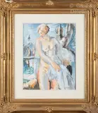 Femme nue dans un intérieur by Charles Kvapil, Aquarelle et gouache sur papier signée en bas à droite, sold Oct 2023