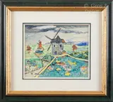Moulin sur la côte bretonne by Élisée Maclet, Encre et aquarelle sur papier signée en bas à gauche, contresignée au dos, sold Oct 2023