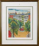 Rue de Paris by Élisée Maclet, Encre et aquarelle sur papier signée en bas et contresignée au dos, sold Oct 2023