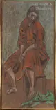 Femme à la robe rouge by Grégoire Michonze, Pastel sur papier brun signé en bas à droite, sold Oct 2023
