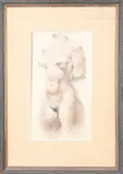 Buste féminin dénudé by Georges Oudot, Aquarelle sur papier signée en bas au milieu, sold Oct 2023