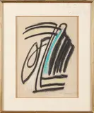 Composition noire et vert by Gérard Ernest Schneider, 1948, Pastel sur papier signé et daté en bas à droite, sold Oct 2023