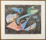 Mouvements sur fond de nuées by Léopold Survage, 1953, Aquarelle et gouache sur papier signée et datée en bas à droite, sold Oct 2023
