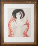 Femme aux deux hérons by Mara Tara-Long, 1971, Aquarelle et gouache sur papier signée et datée en bas à droite, sold Oct 2023