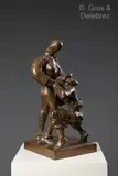 Le combat by Gilles Vadel, Epreuve en bronze patiné brun, sold Oct 2023