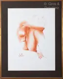 Femme accroupie by Antoniucci Volti, Sanguine sur papier signée en bas à gauche, sold Oct 2023