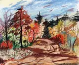 Sans titre - Automne by Henri Leopold Masson, Pastel, sold Nov 2022