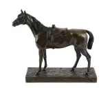 Cheval en selle by Jules Moigniez, Bronze à patine foncée, sold Sep 2022
