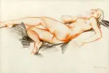 Nu couché by William Russell Flint, Sanguine et fusain, sold Sep 2022