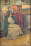 Jeune femme s'impatientant by Edmund Tull, Aquarelle, sold Sep 2022