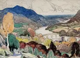 Vallée de la Loire by Marc-Aurèle Fortin, Aquarelle, sold Aug 2022